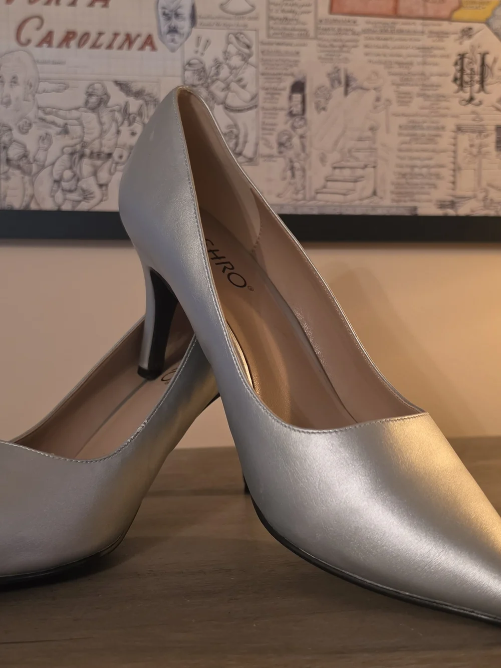 Ashro Metallic Silver Pointed-Toe Pumps